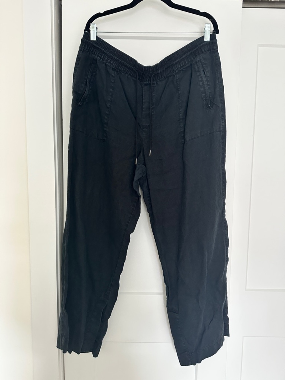 Athleta Retreat 100% Linen High Rise Wide Leg Pants in Black